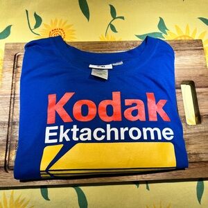 Kodak Ektachrome Blue Tee with Red and Yellow Design